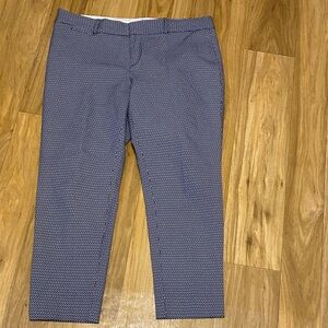 Crown & Ivy Ladies Navy Patterned Ankle Chinos: size 14P
